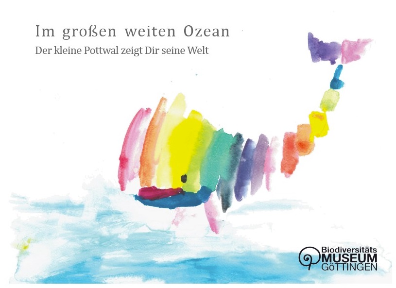 Das Cover des Walbuchs, einem Kinderbuch über das Pottwalskelett im Forum Wissen.